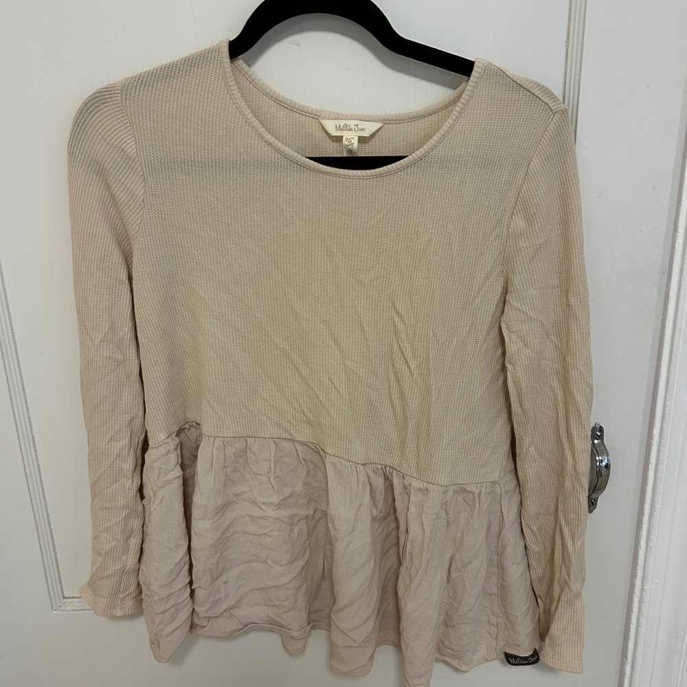 Matilda Jane Beige Long Sleeve Peplum Top